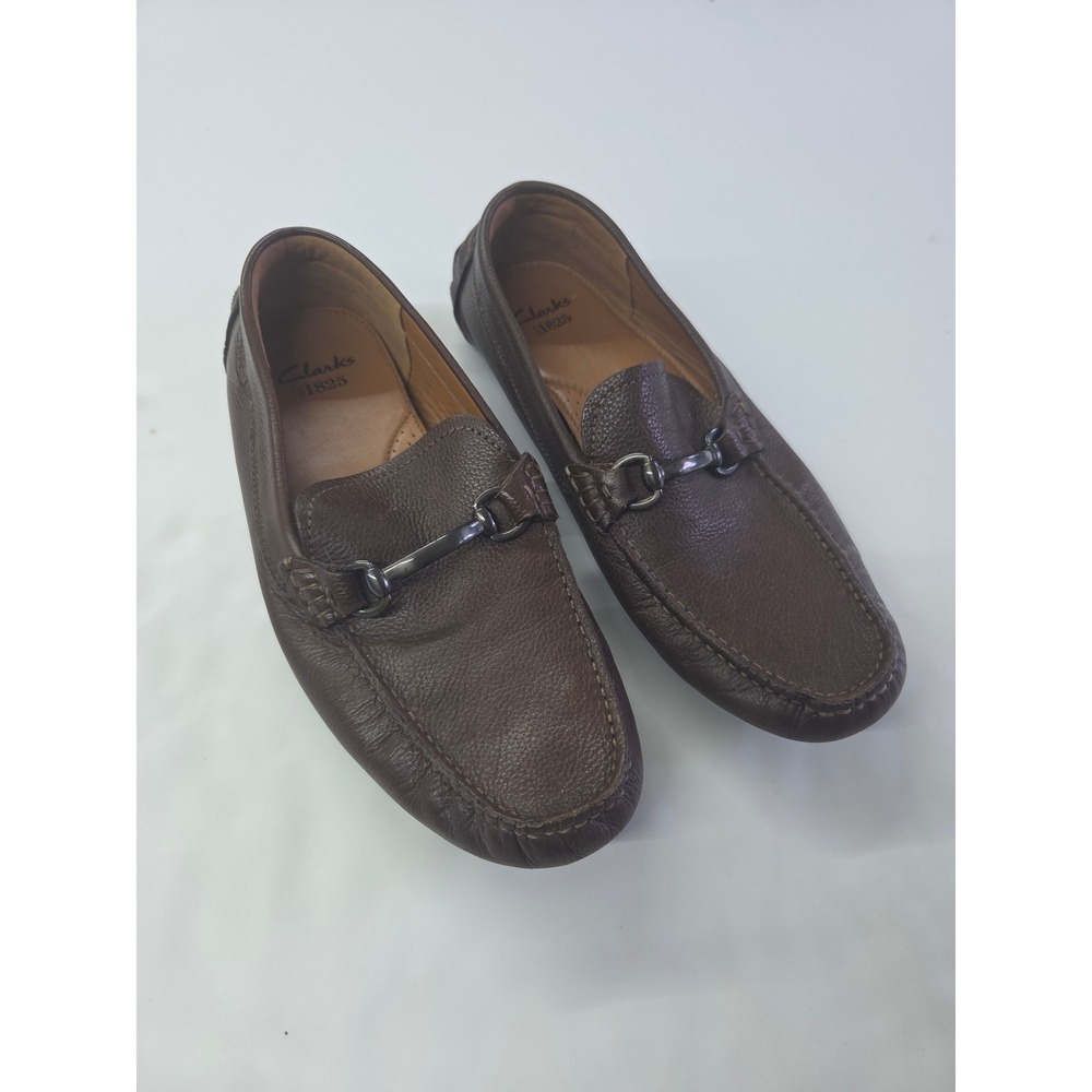 Clarks 1825 Bit Loafers Men 8.5 Brown Pebbled Leather Driving Mocs 16326 Ashmont
